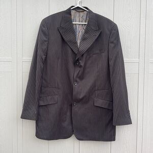 Mecca Men’s Dark Brown with Gold Pinstripes 3 Piece Suit Size 46L / 40W